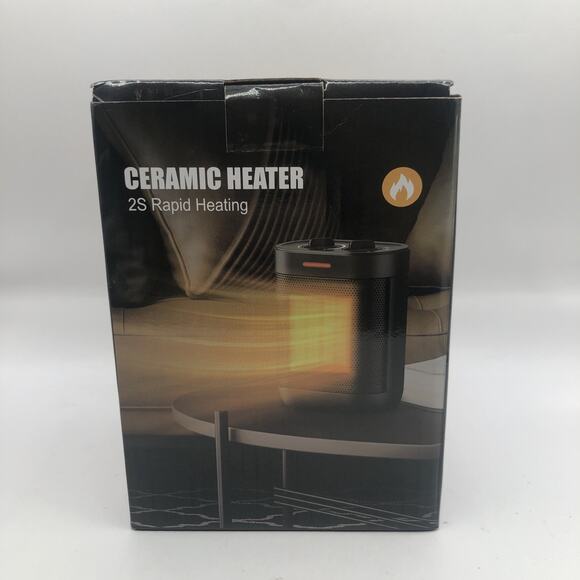 New Ceramic Heater 2S Rapid Heating 1000W Black Thermostat Control - Picture 3 of 4